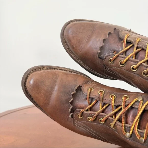 White’s Handmade Men’s Hathorn Packer Leather Lace-Up Kiltie Cowboy Boots | 9.5 - Picture 5 of 8